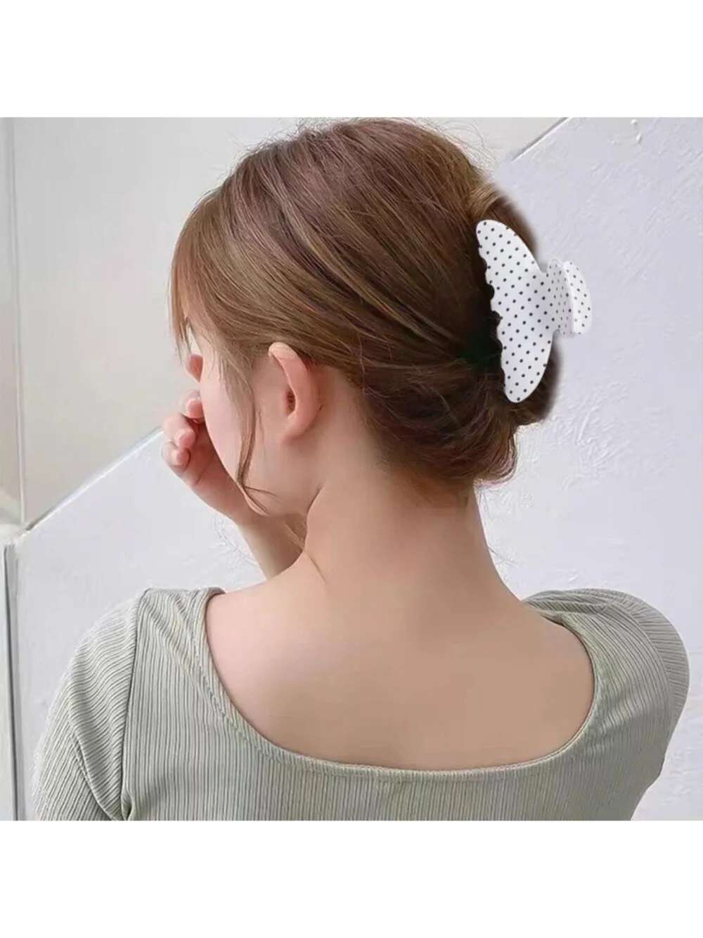 2 Pack Polka Dot Hair Claw Clips - Strong Hold, No Slip, Perfect for Thick or